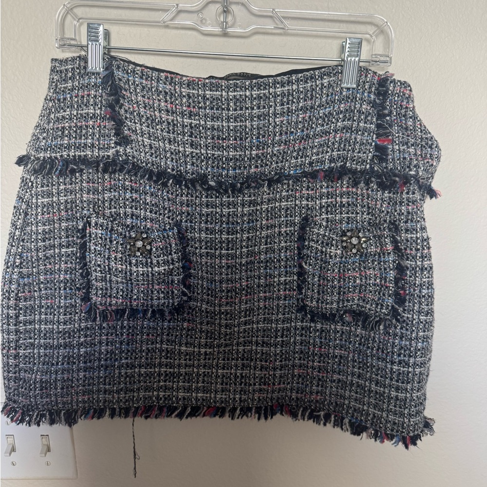 Zara  Tweed Mini Skirt with Pink Accents